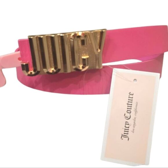 Juicy Couture Juicy Logo Name Plate Buckle Belt- Pink main image 4
